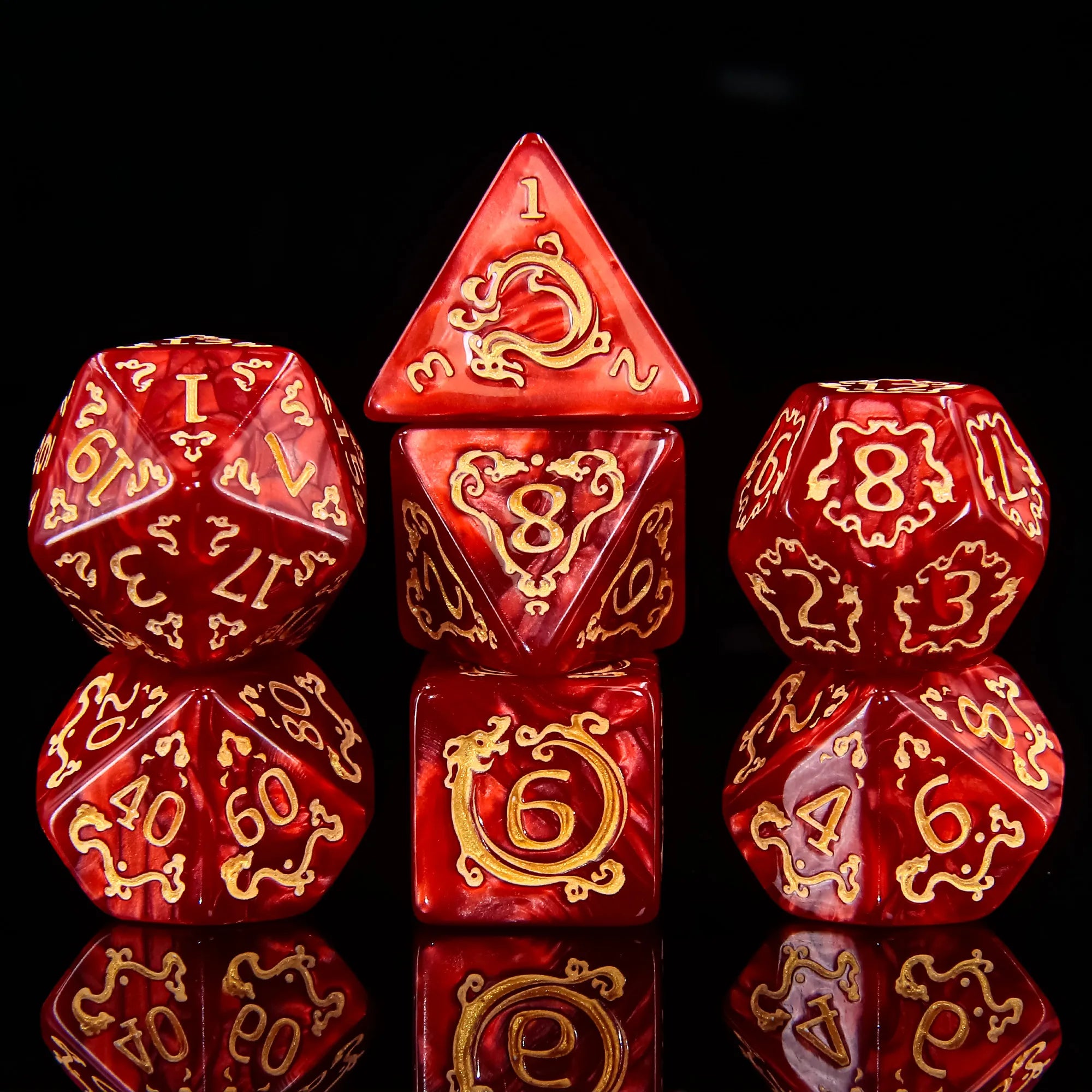 Auspicious Clouds - Red - 7ct Dice Set