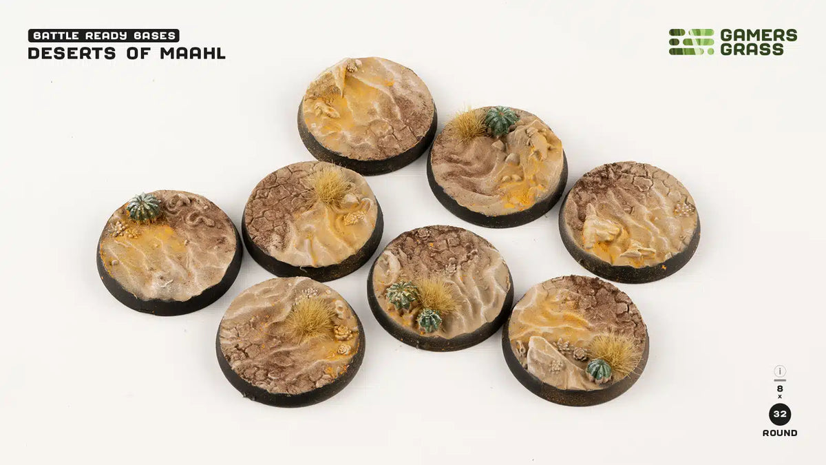 Gamers Grass - Battle Ready Bases - Deserts of Maahl - Round 32mm (8)
