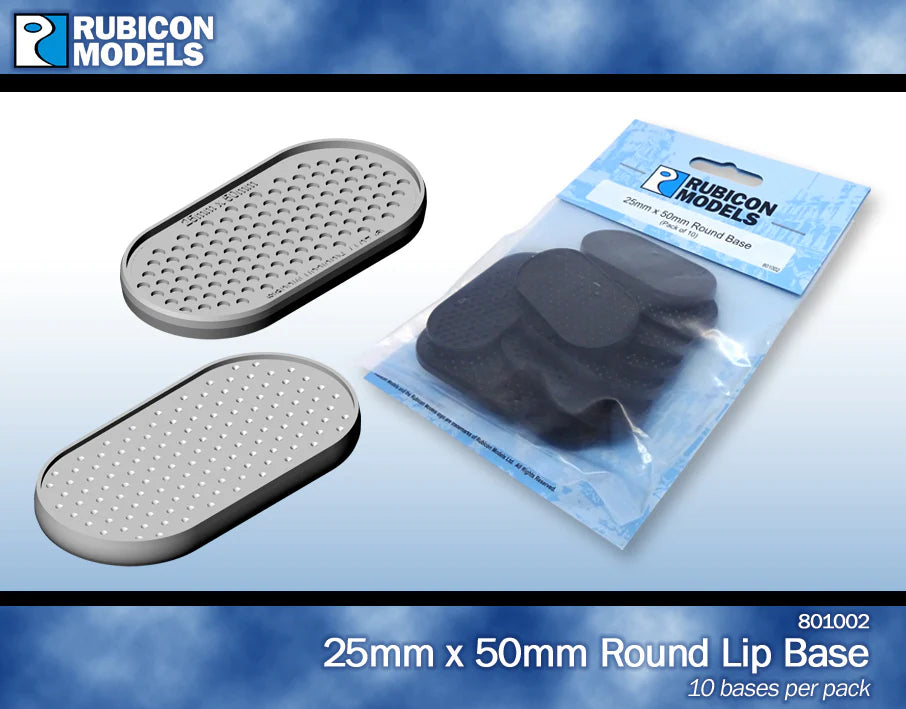 Rubican - 25mm x 50mm Round Edge Bases - 10 Bases