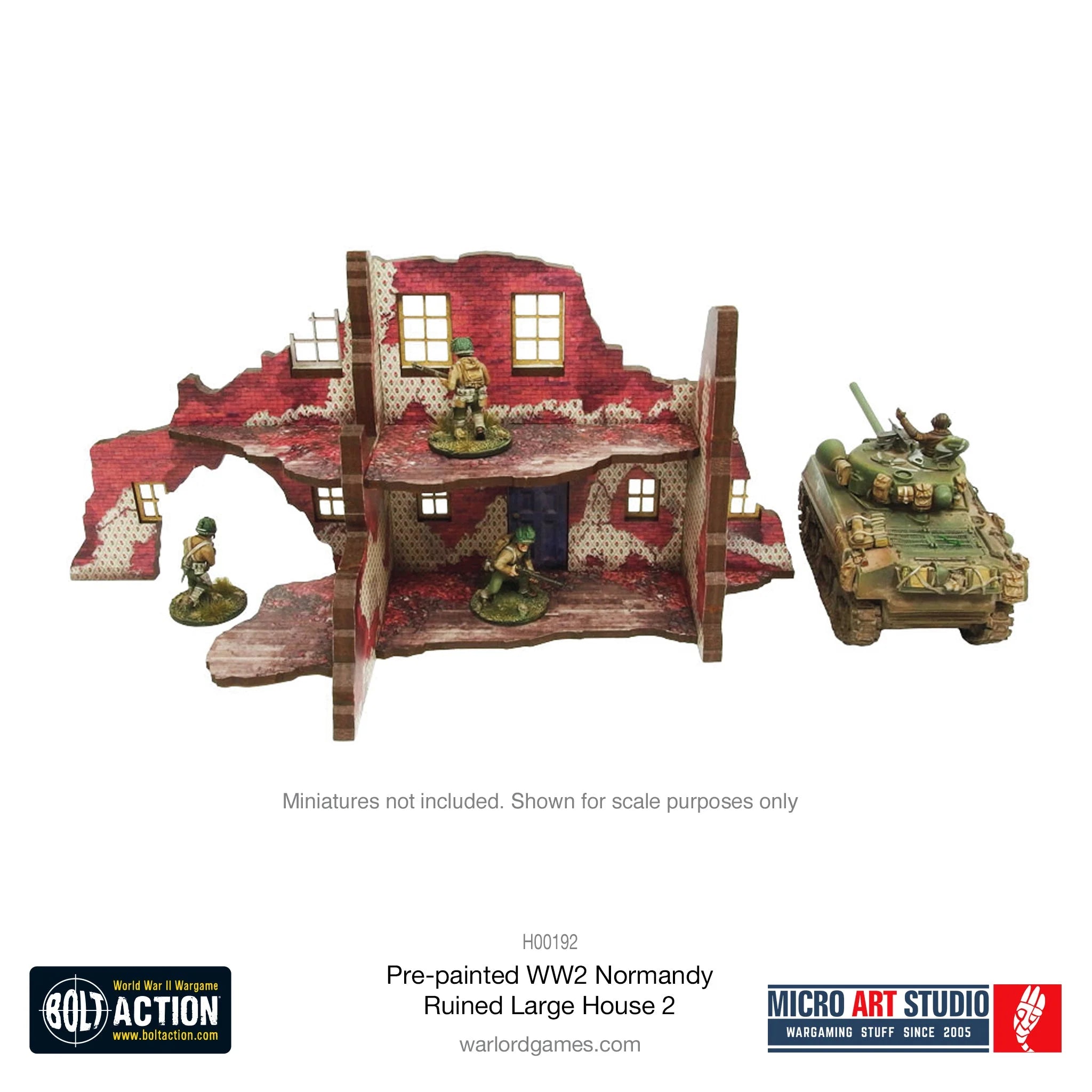 Bolt Action - Pre-Painted WW2 Normandy Ruined Large House 2