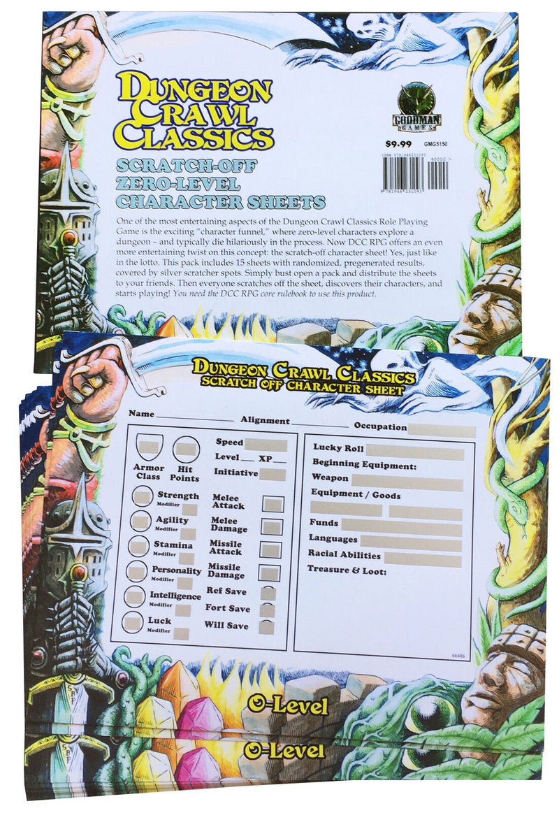 Dungeon Crawl Classics: Scratch Off Character Sheets