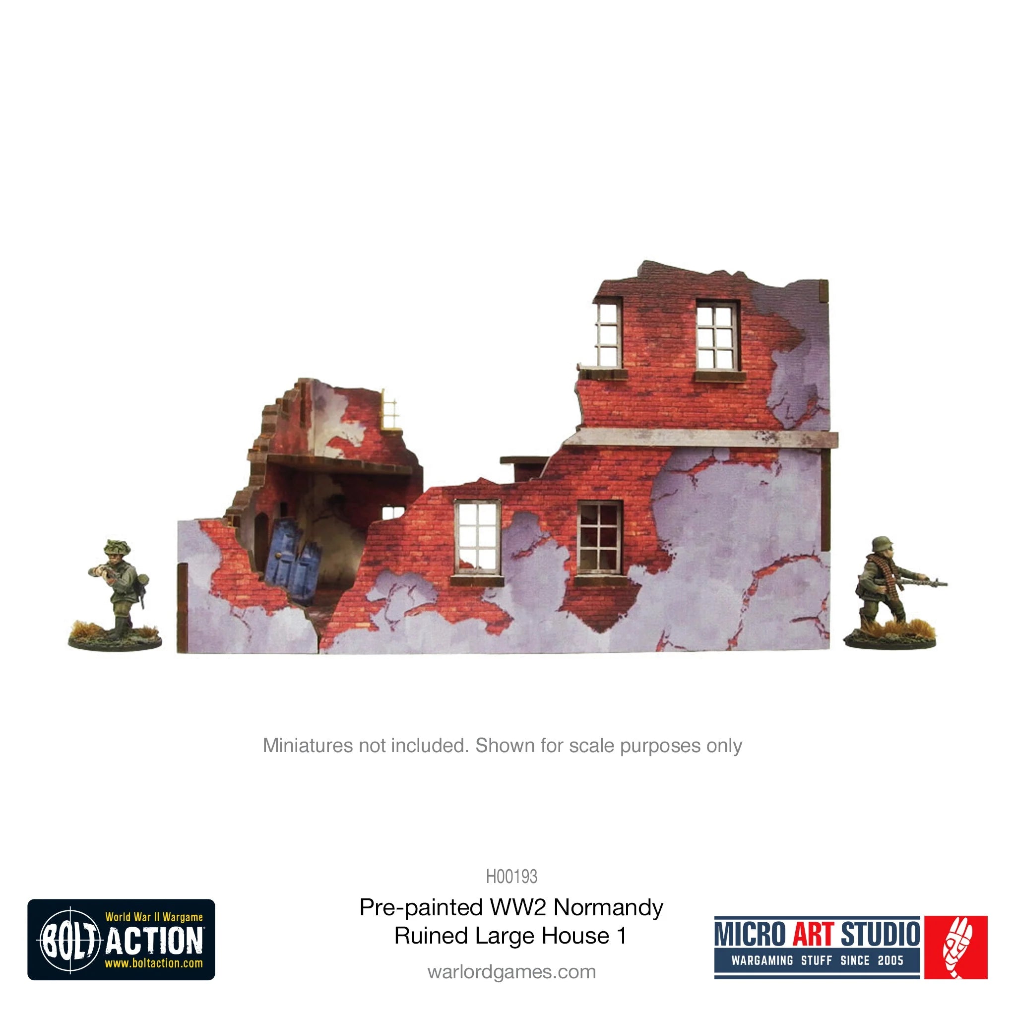 Bolt Action - Pre-Painted WW2 Normandy Ruined Large House 1
