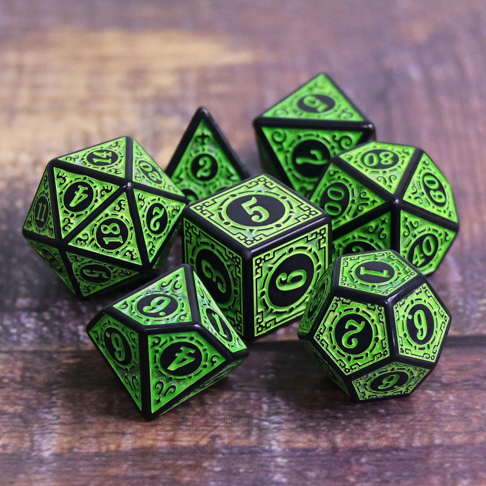 Magic Flame - Green - 7ct Dice Set