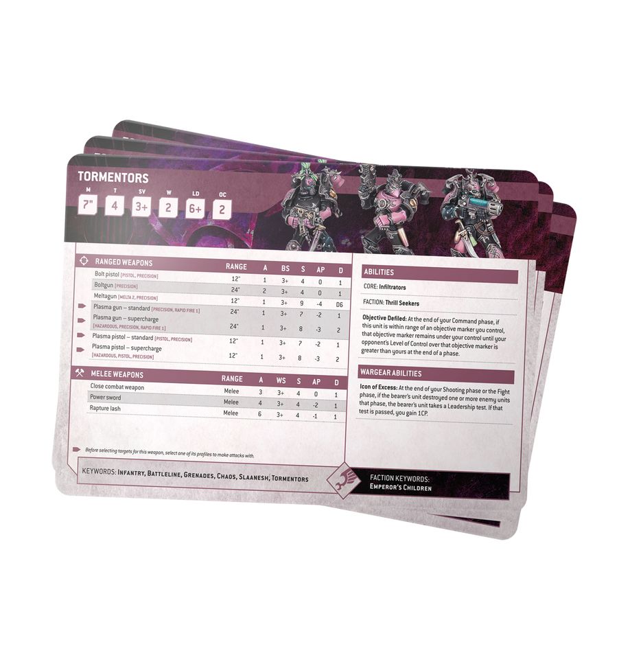 Warhammer - Champions of Slaanesh – Emperor's Children - Datasheet Cards
