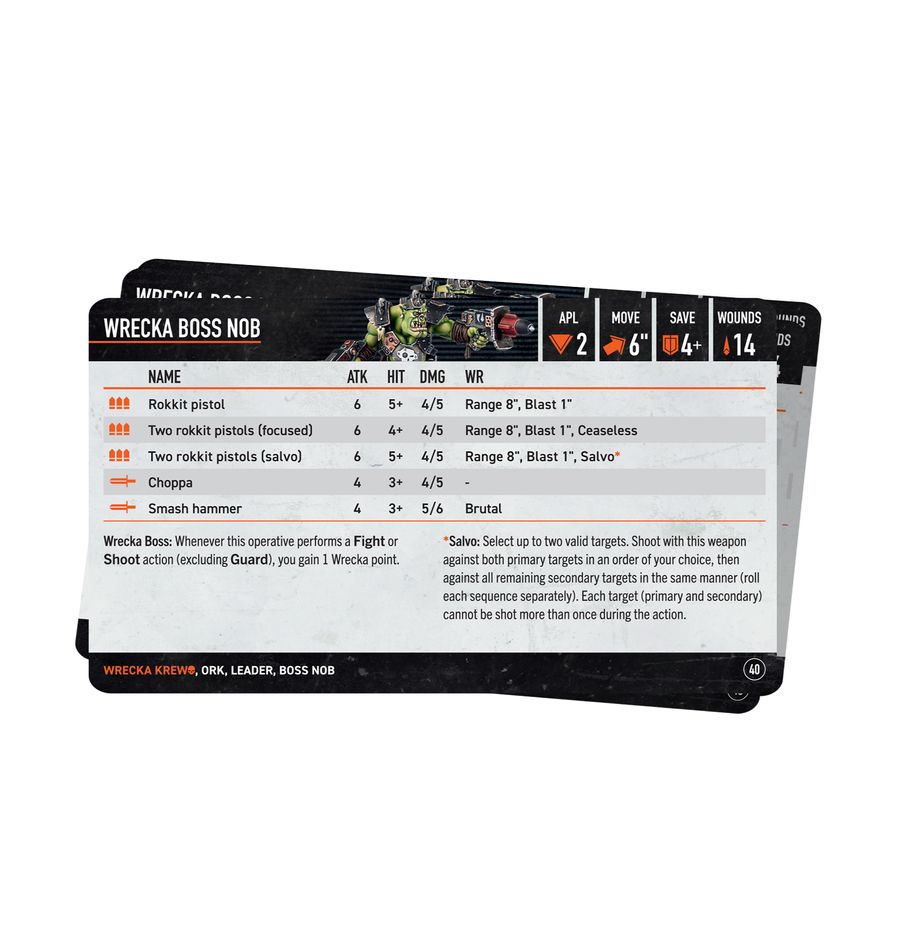 Warhammer Kill Team - Wrecka Krew Datacards