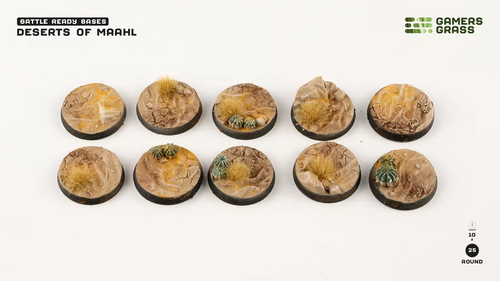 Gamers Grass - Battle Ready Bases - Deserts of Maahl - Round 25mm (x10)