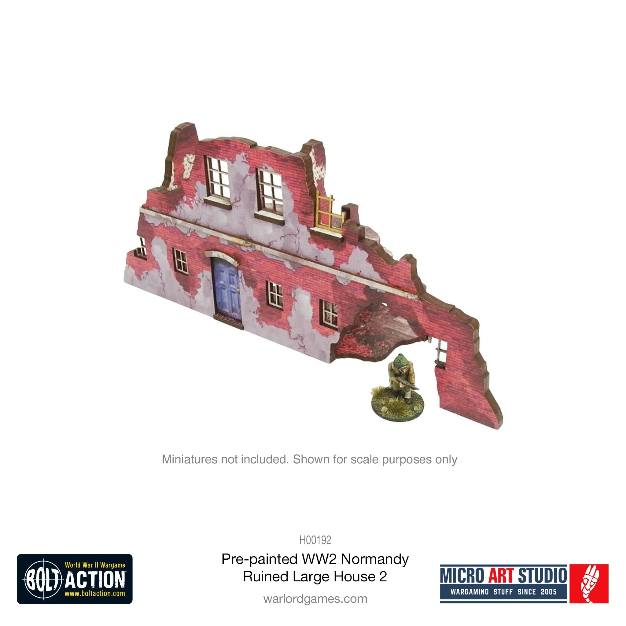 Bolt Action - Pre-Painted WW2 Normandy Ruined Large House 2