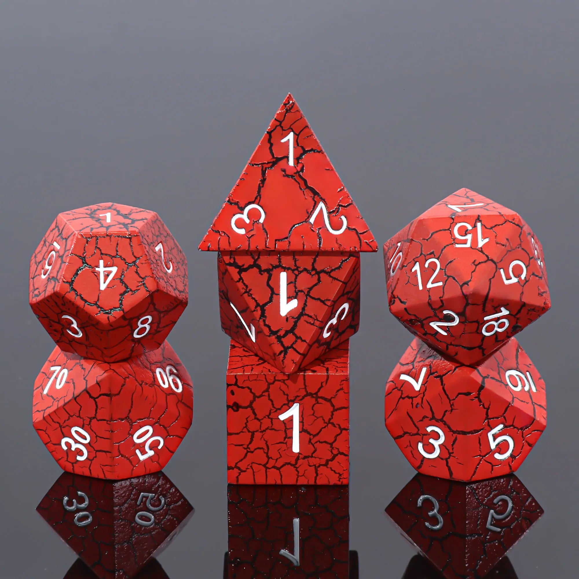 The Rift - Red - 7ct Metal Dice Set