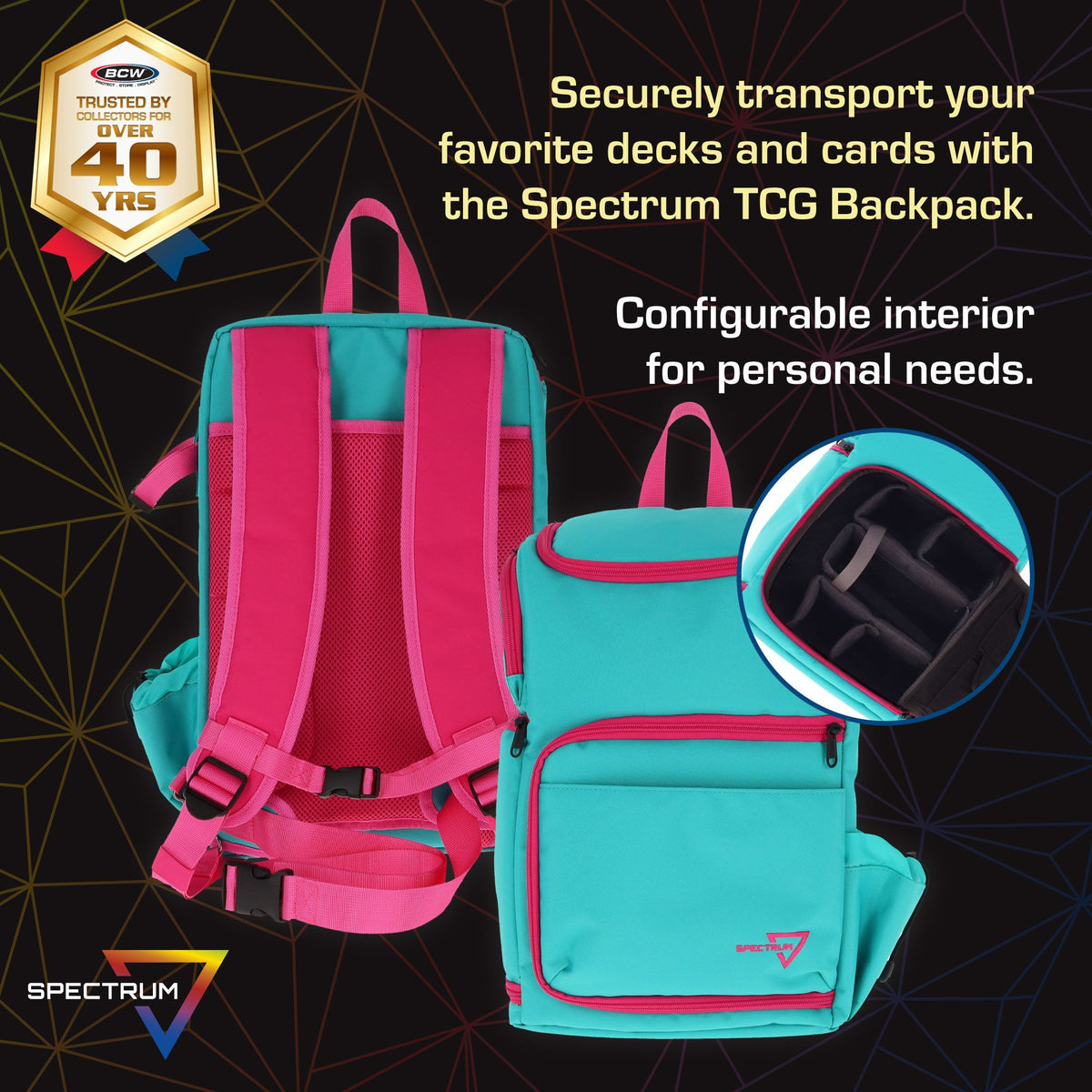 BCW Supplies - TCG Backpack - Cyber Pink/Teal