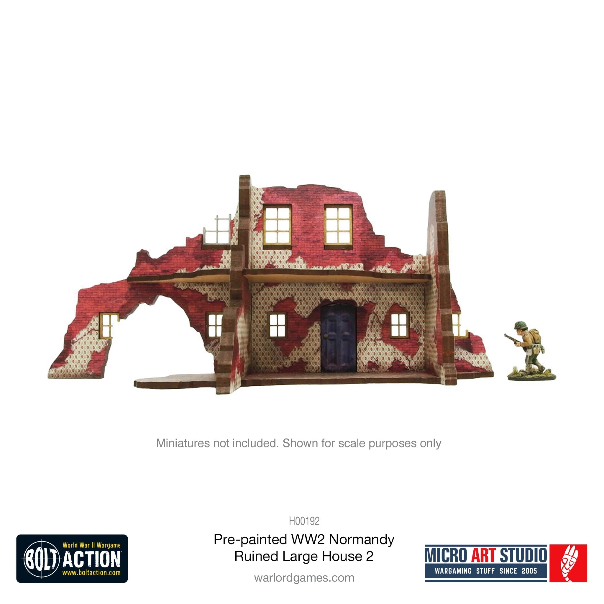 Bolt Action - Pre-Painted WW2 Normandy Ruined Large House 2