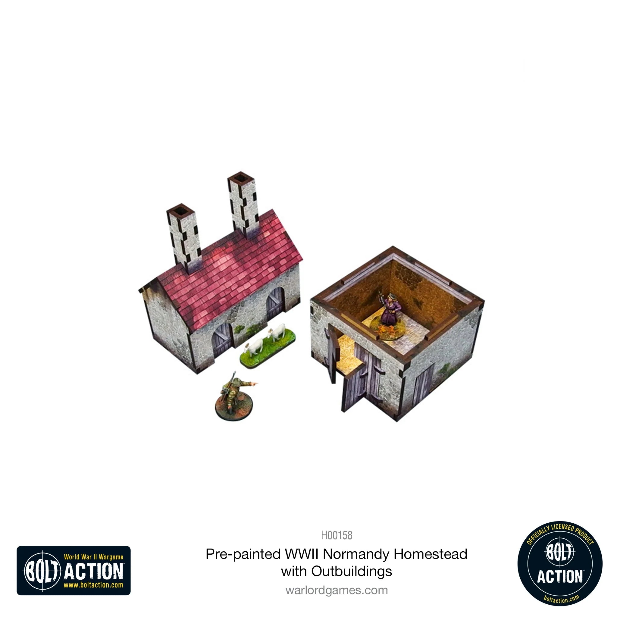Bolt Action - Pre-painted WWII Normandy Homestead with Outbuildings