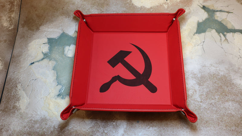 Folding Dice Tray - Soviet Union - Red With Black Hammer & Sickle