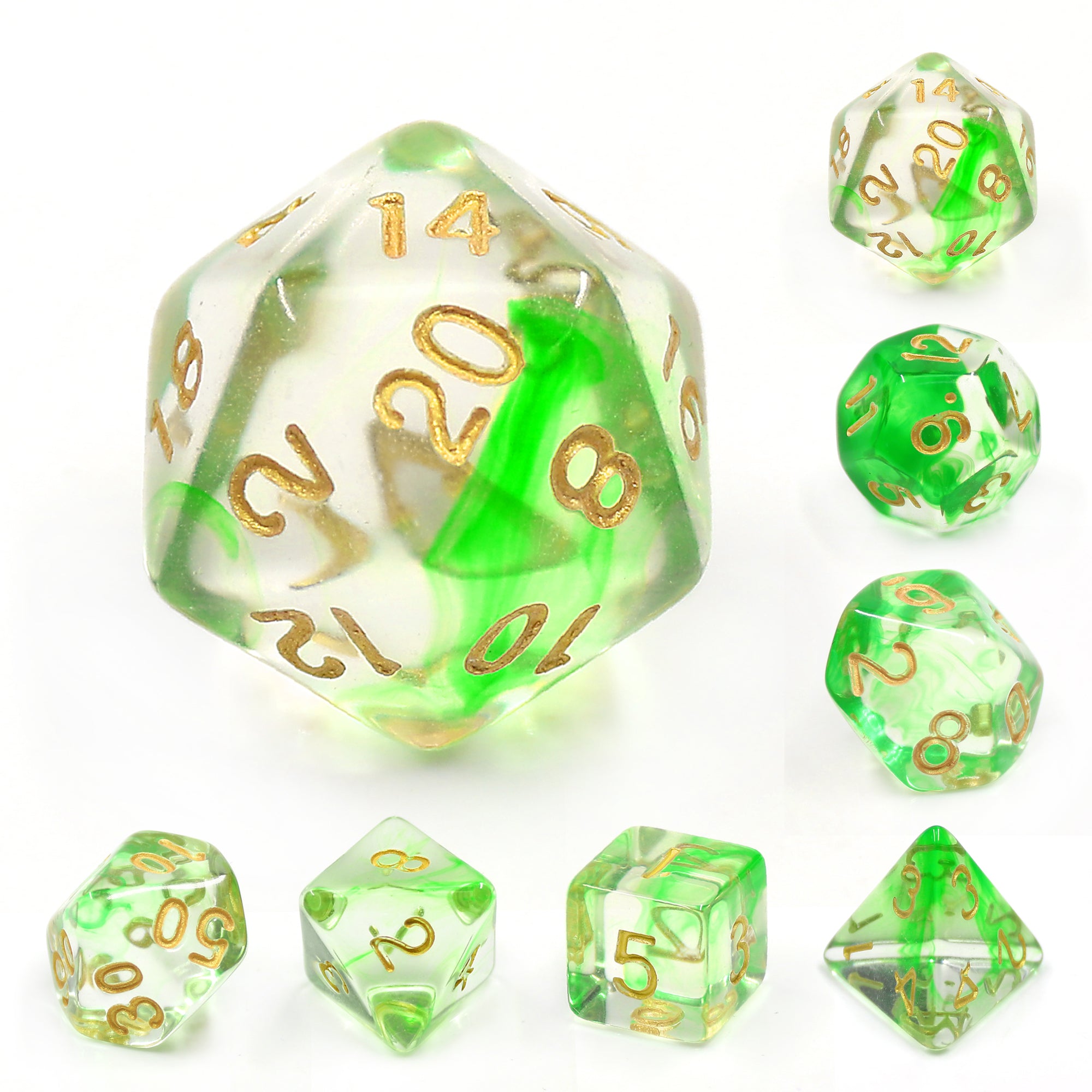 Green Ripples - 7ct Dice Set
