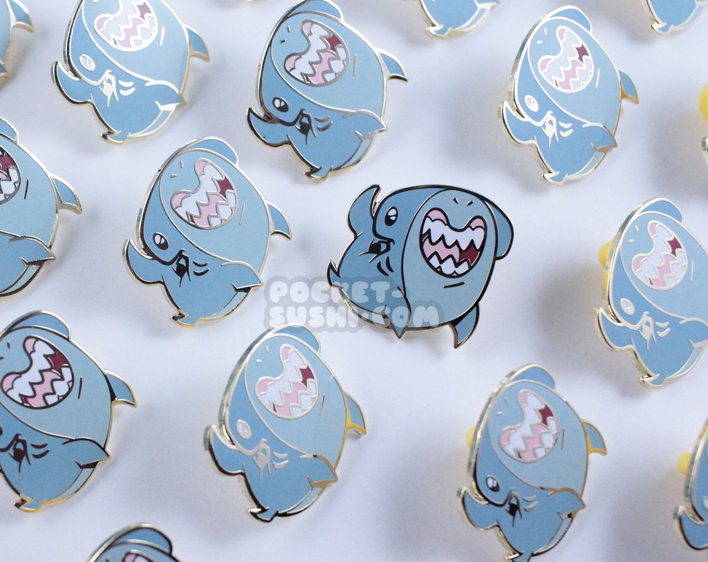 Pocket Sushi: Enamel Pin - Happy Hammerhead Shark