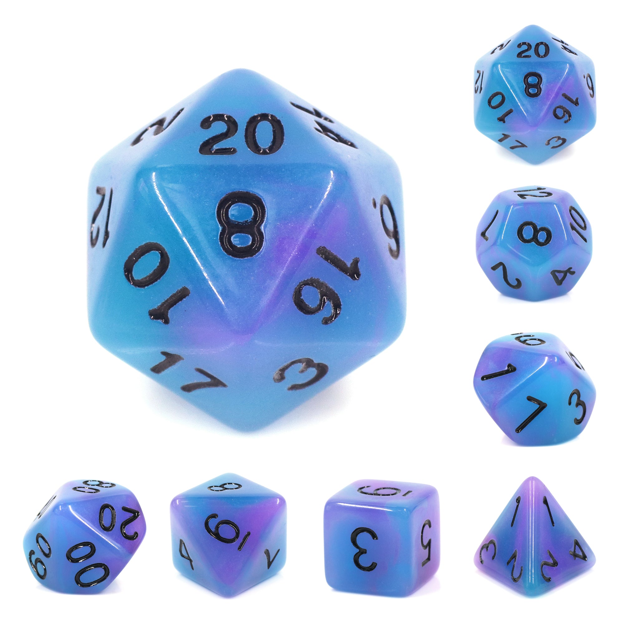 Purple & Blue - Glow in the Dark - 7ct Dice Set