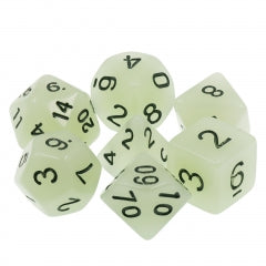 White - Glow in the Dark - 7ct Dice Set