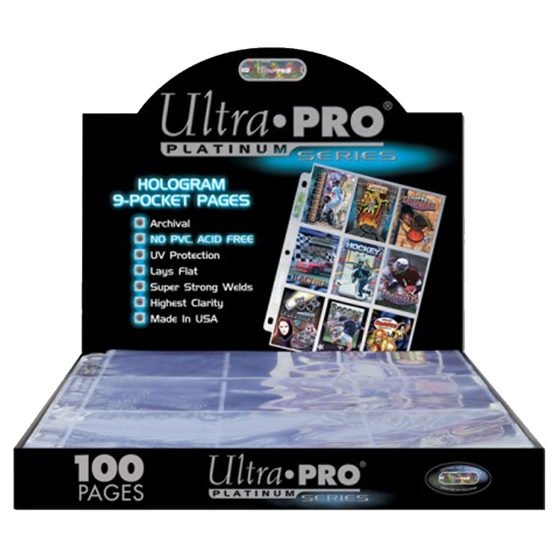 Ultra PRO: 9-Pocket Platinum Page for Standard Size Cards (11-Holes) (Box of 100)