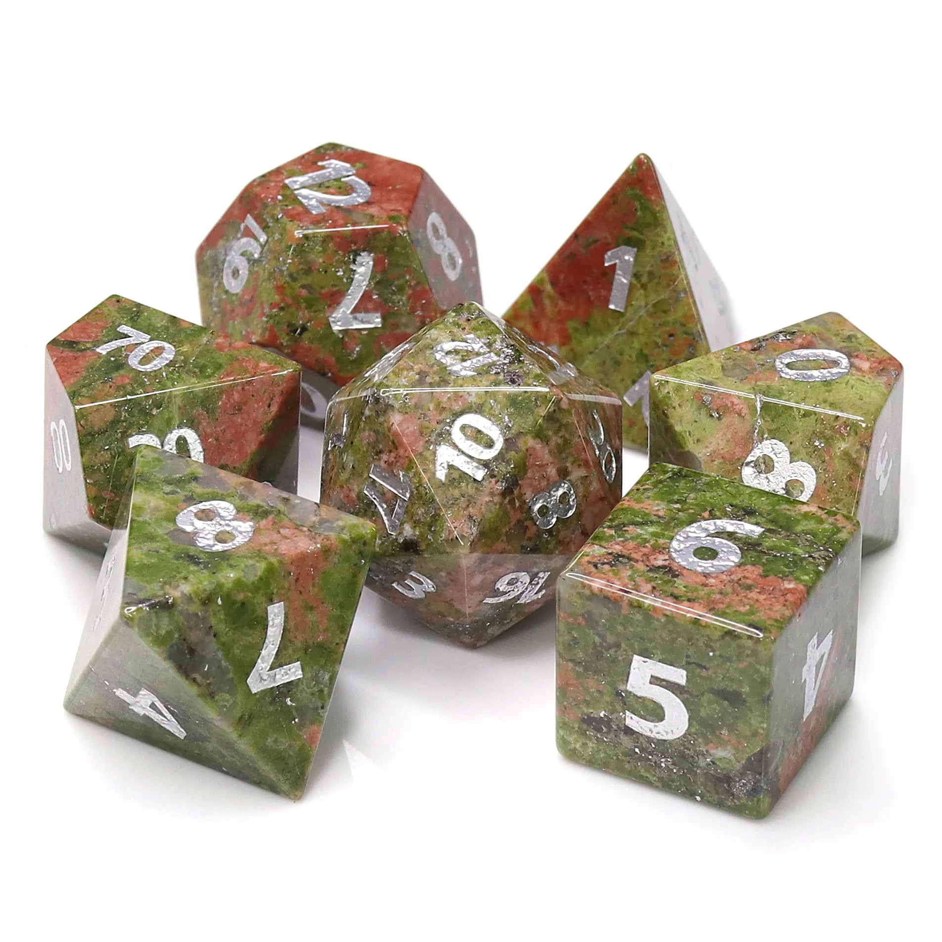 Unakite Aligment - Gemstone 7ct Dice Set