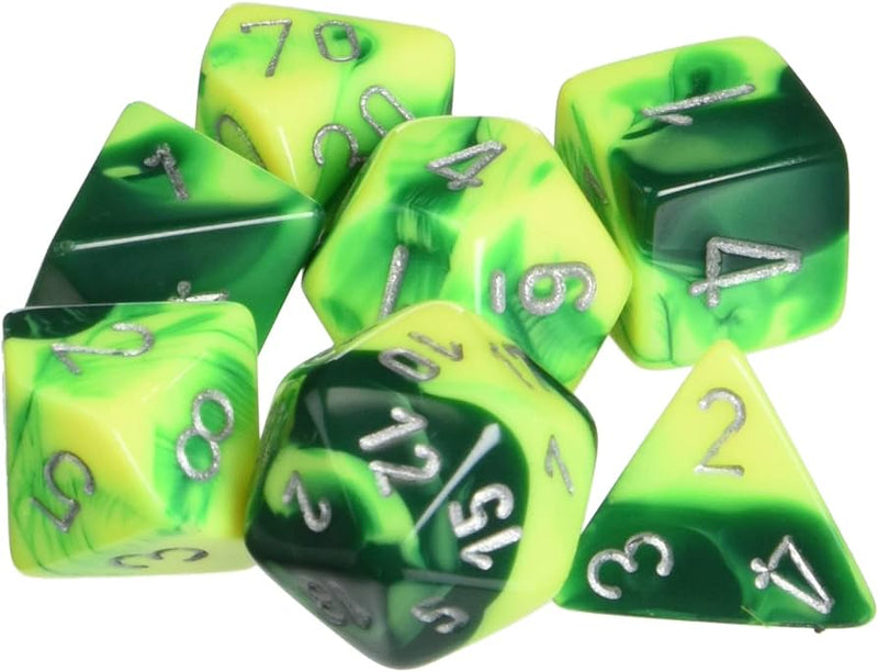 7 Dice Set - Gemini Green-Yellow/Silver