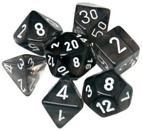 7 Dice Set - Translucent Smoke with White Font