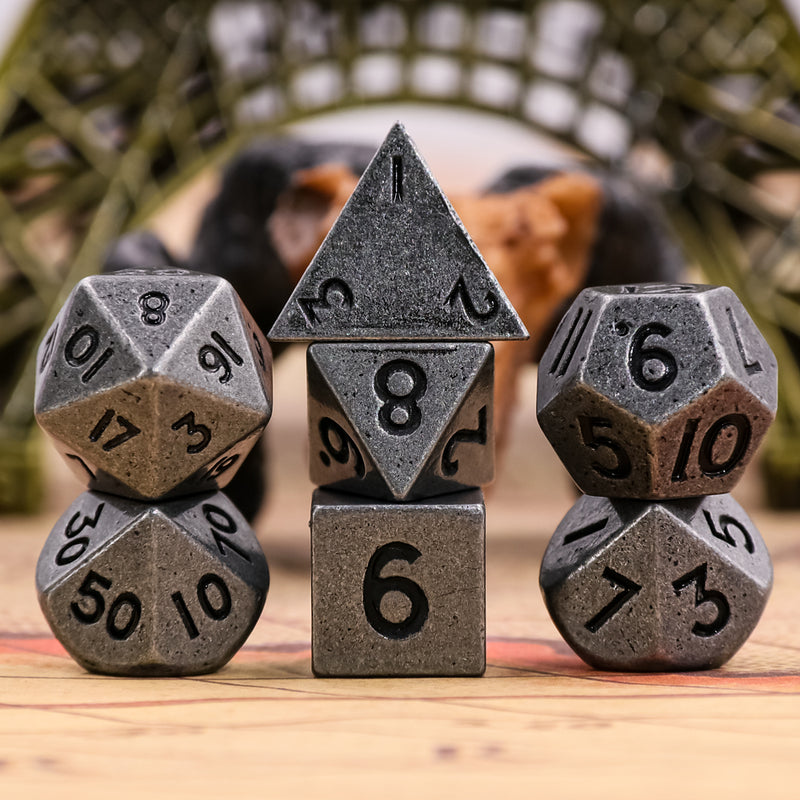 Silver - 7ct Metal Mini Dice Set