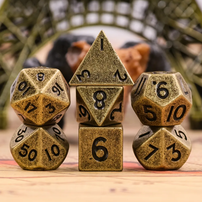 Gold - 7ct Metal Mini Dice Set