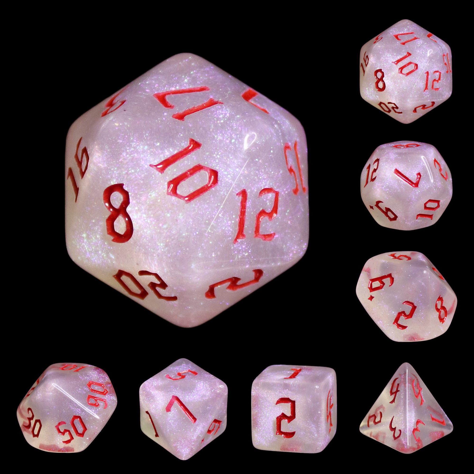The Chaos - Red Font - 7ct Dice Set