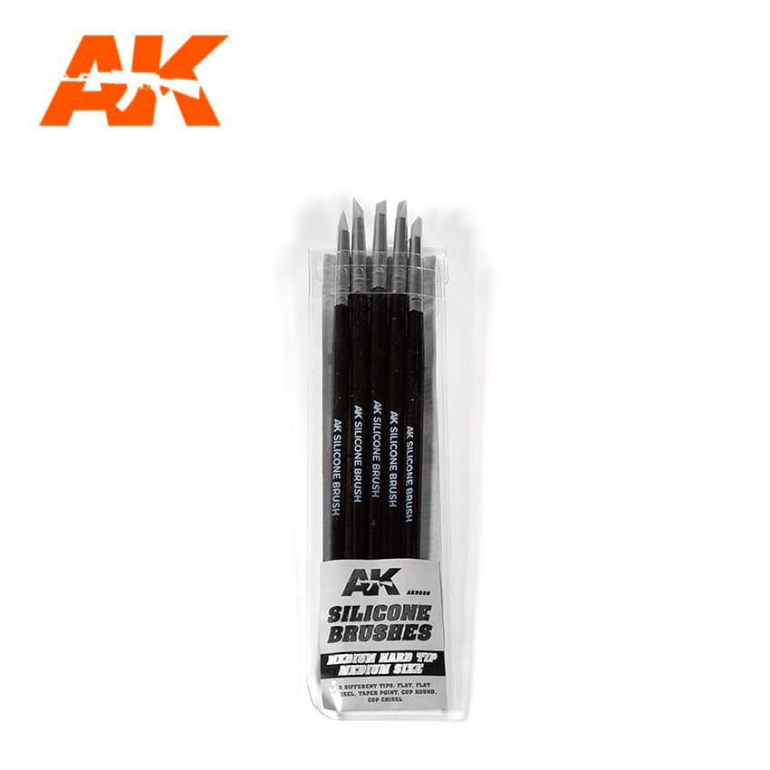 AK Interactive - Silicone Brushes - Medium Hard Tip - Medium - 5Pk
