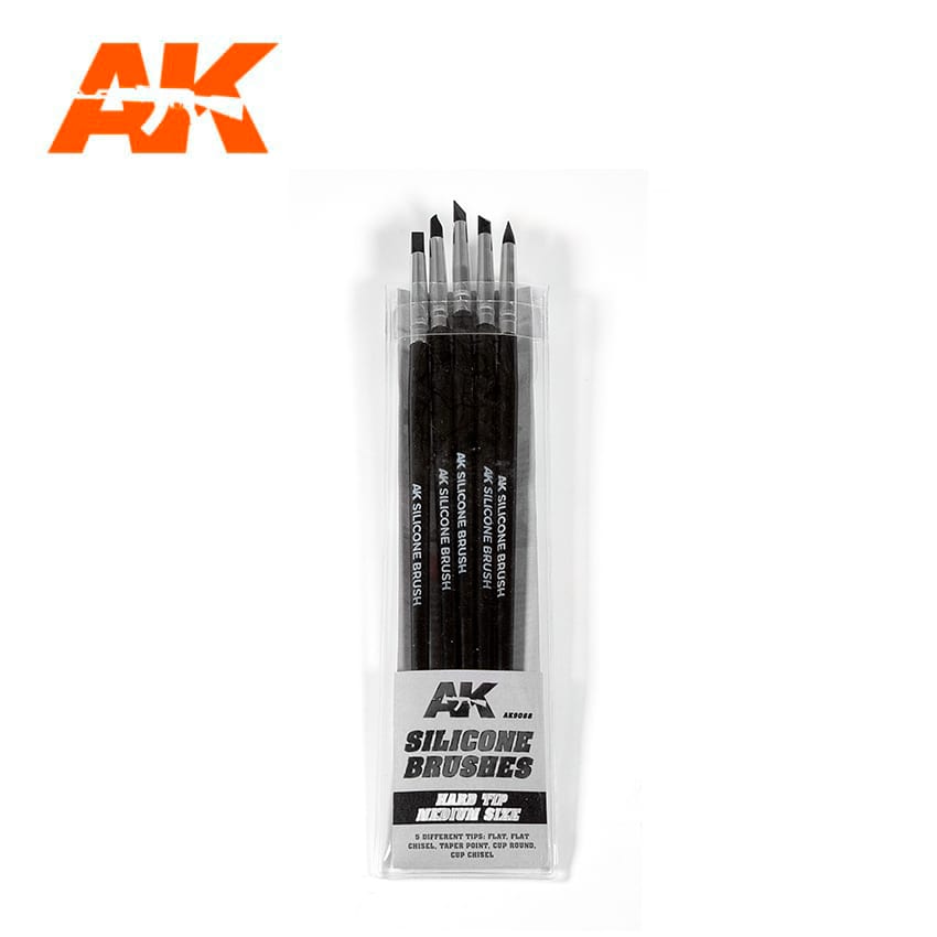 AK Interactive - Silicone Brushes - Hard Tip - Medium - 5Pk