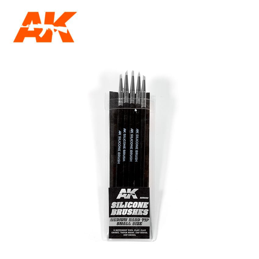 AK Interactive - Silicone Brushes - Medium Hard Tip - Small - 5Pk