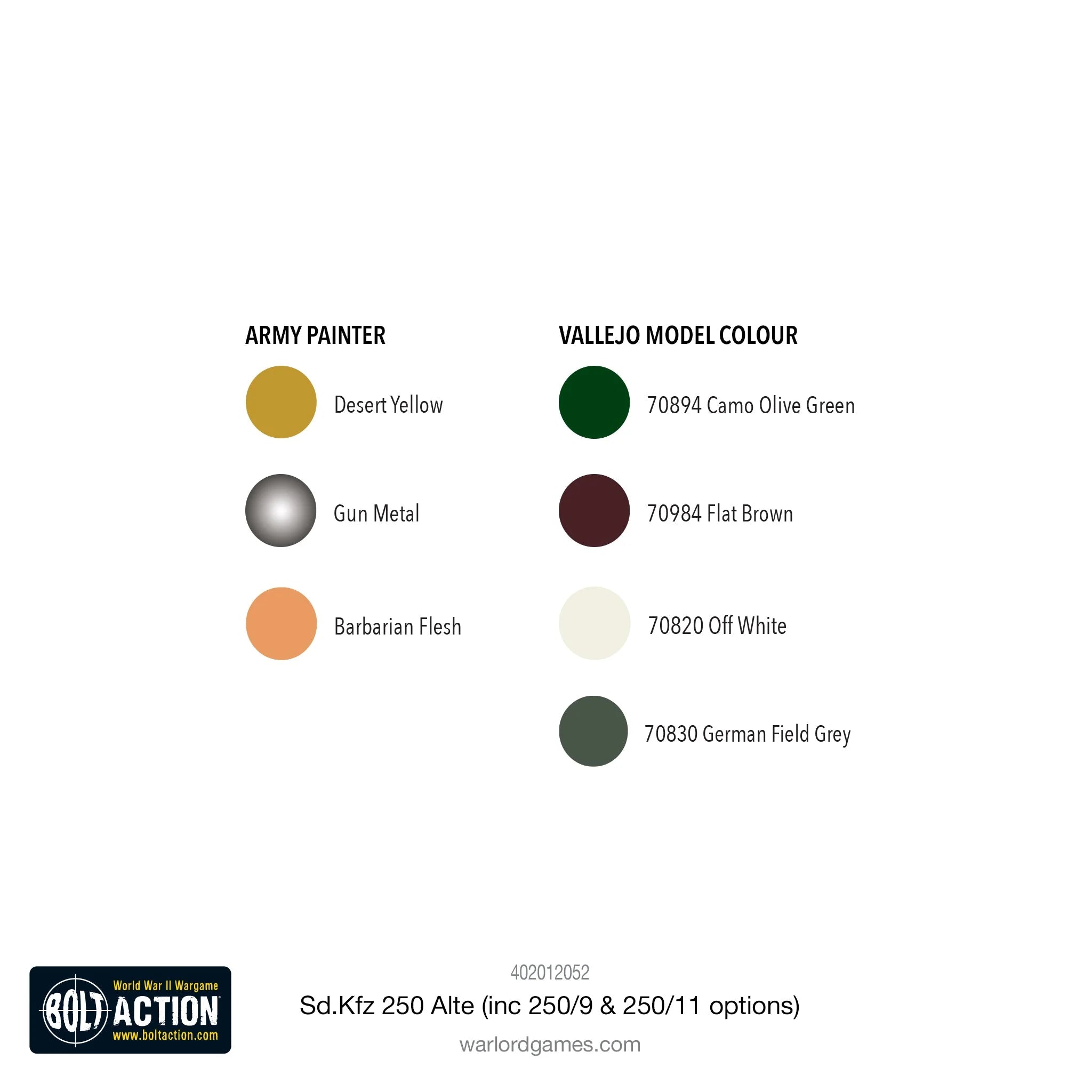 Bolt Action - Sd.Kfz 250 (Alte) Half-Track (Options For 250/1, 250/9 & 250/11 Variants)