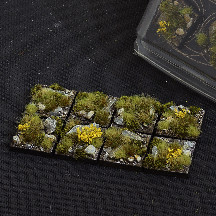 Gamers Grass - Battle Ready Bases - Square 25mm- Highland (8)