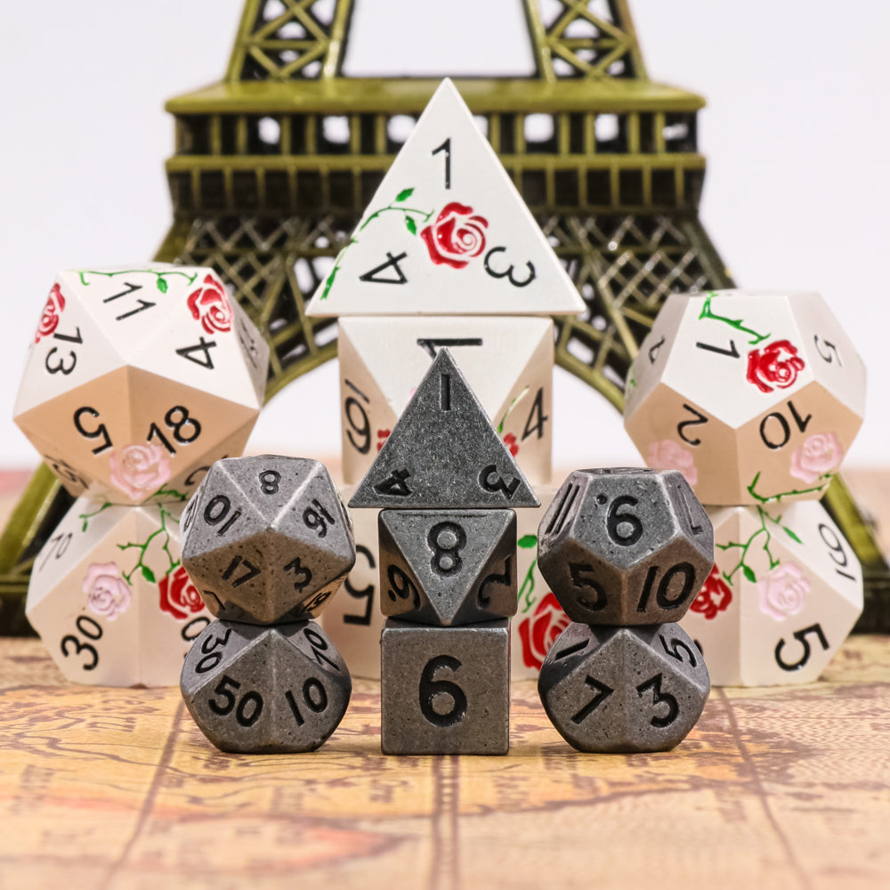 Silver - 7ct Metal Mini Dice Set