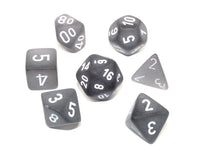 7 Dice Set Frosted Smoke w/White Numbers