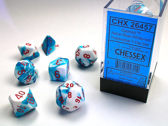 7 Dice Set Astral Blue-White/Red