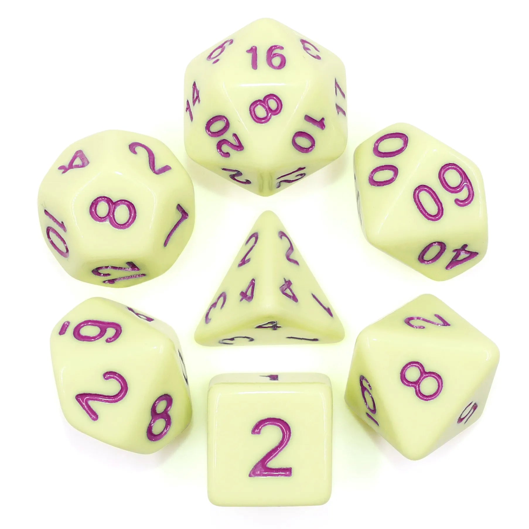 Eggshell Rose (purple font) - 7ct Dice Set