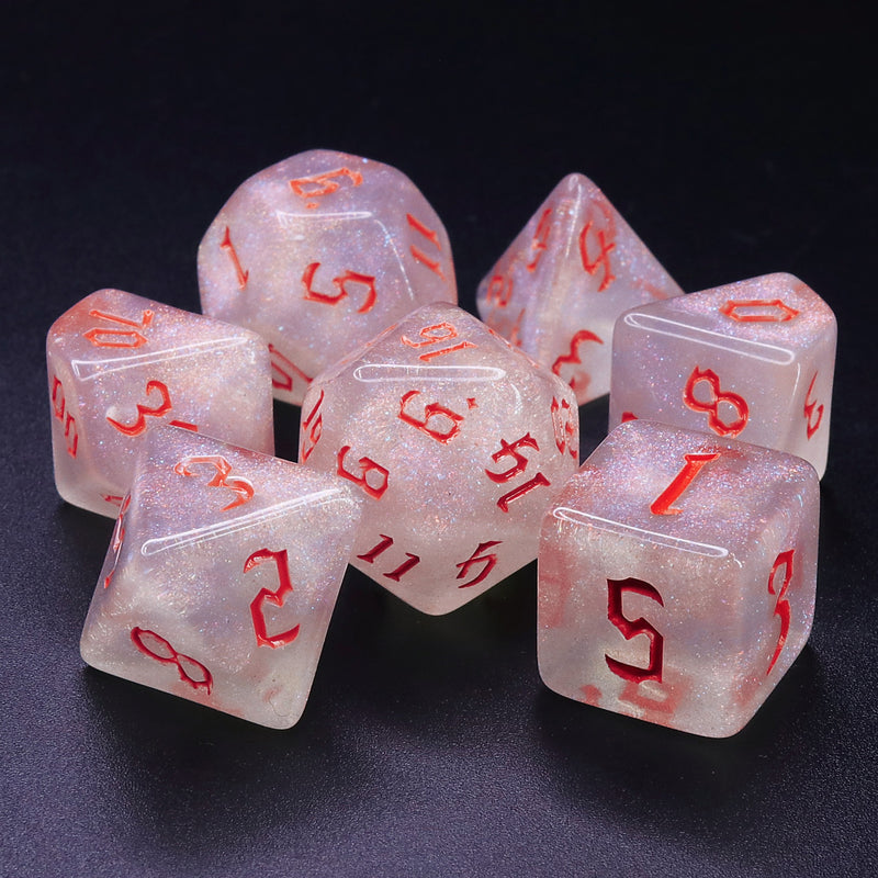 The Chaos - Red Font - 7ct Dice Set