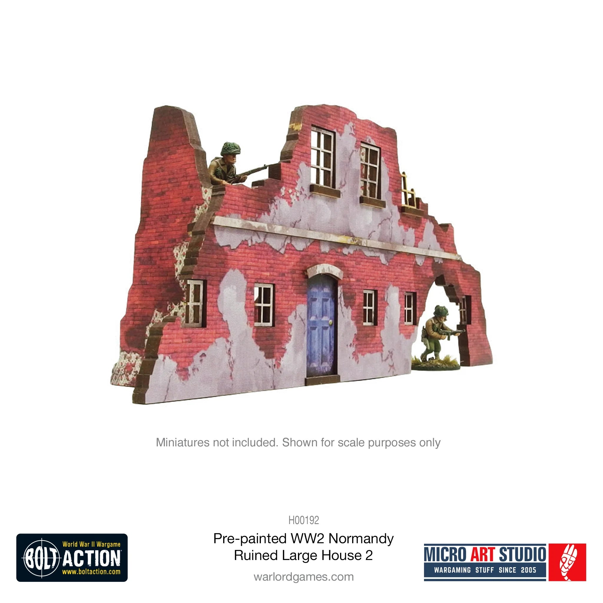 Bolt Action - Pre-Painted WW2 Normandy Ruined Large House 2