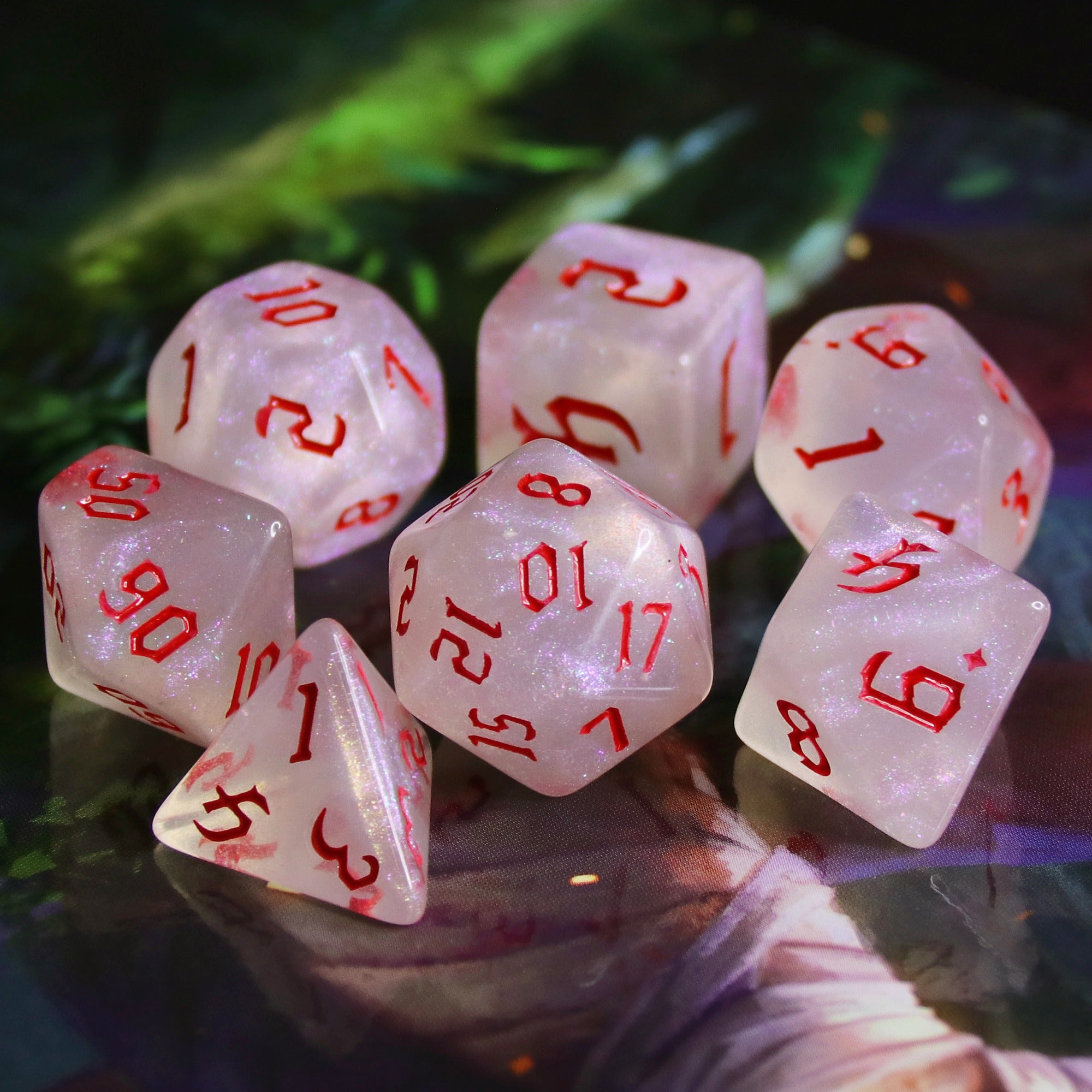 The Chaos - Red Font - 7ct Dice Set