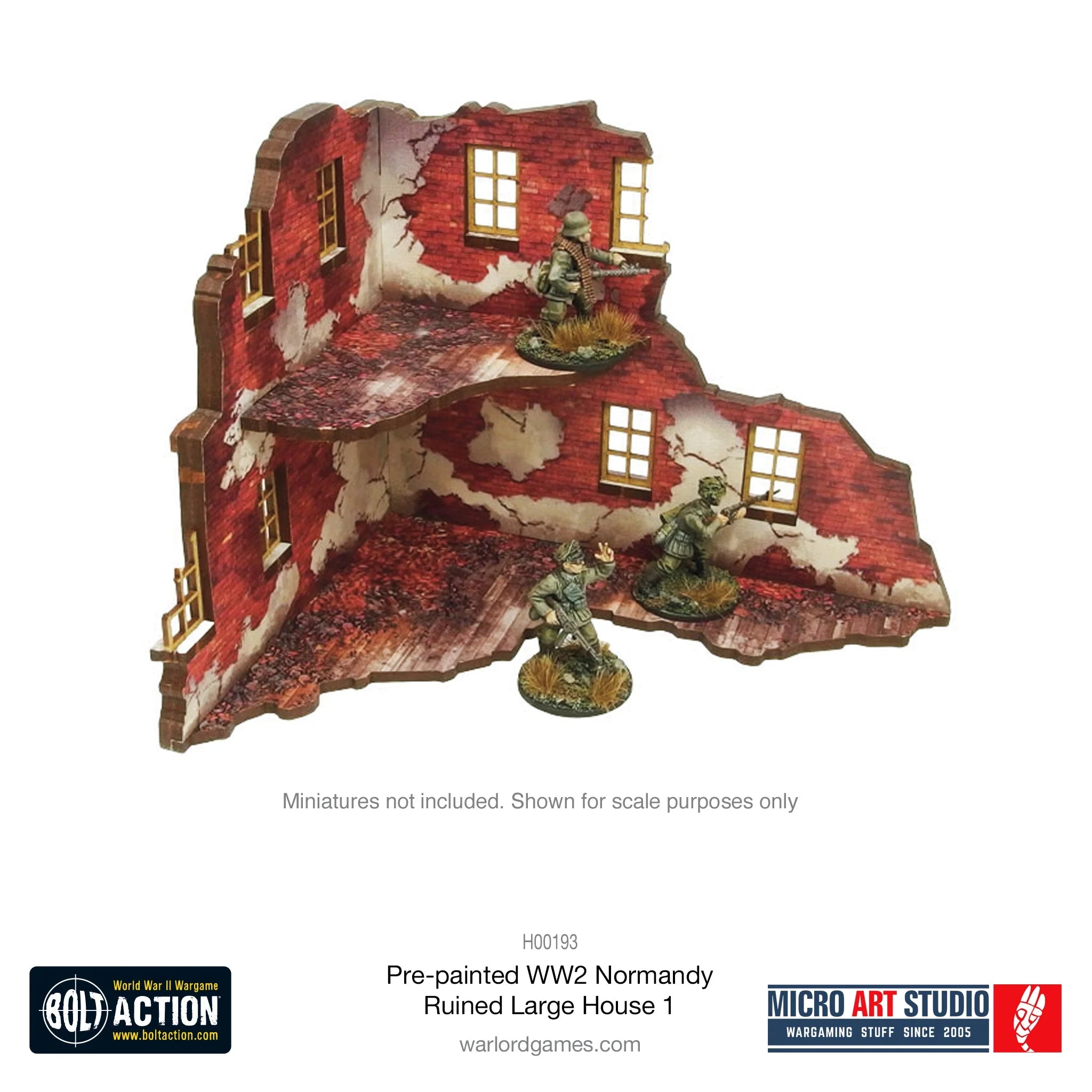 Bolt Action - Pre-Painted WW2 Normandy Ruined Large House 1