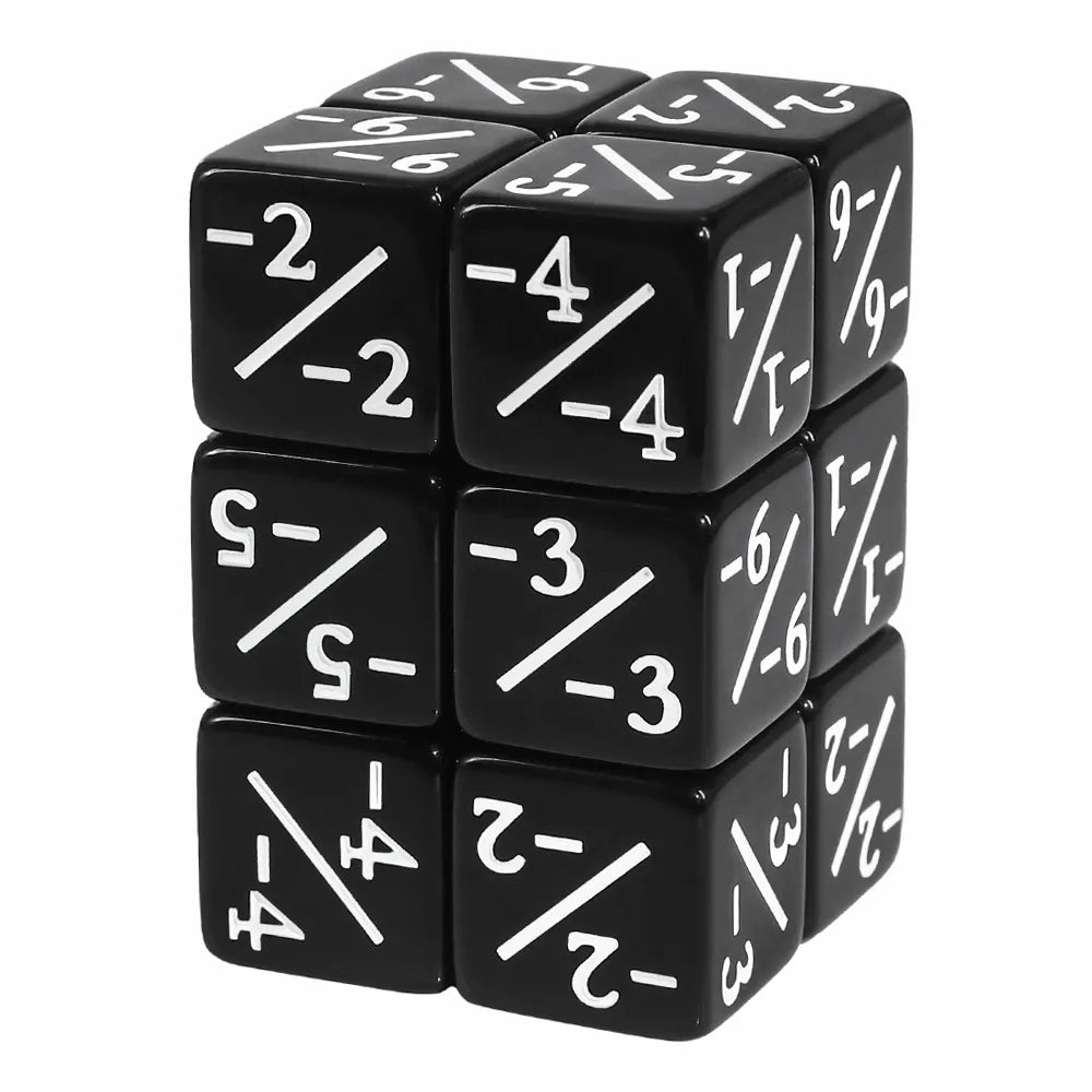 Minus Counter Dice - D6 - Black - 16mm x 10