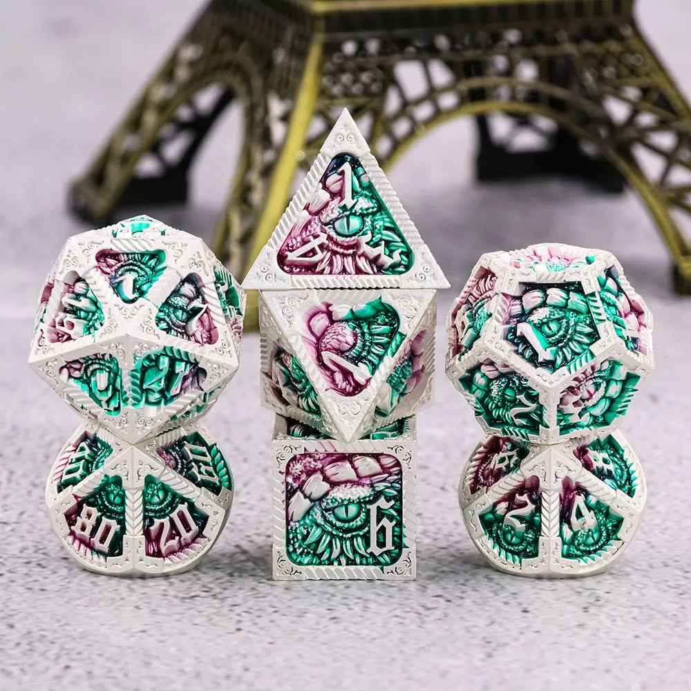 New-Era-Green/Purple - Metal 7ct Dice Set