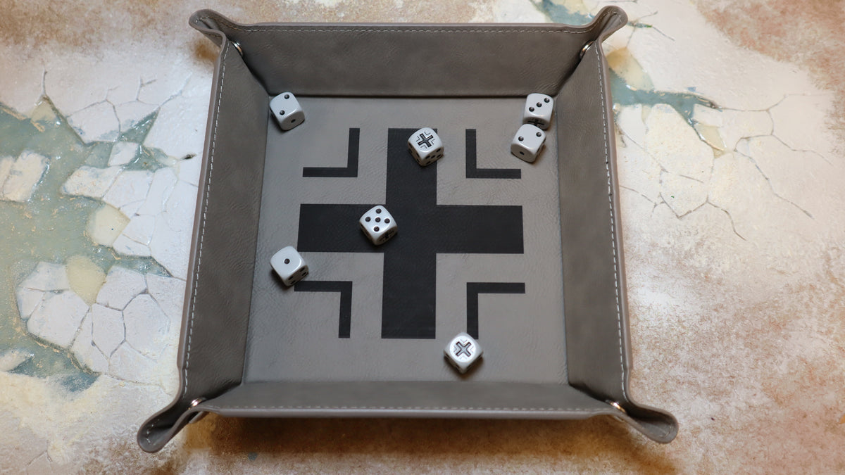 Folding Dice Tray - German - Grey With Black Balkenkreuz