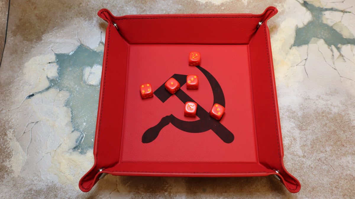 Folding Dice Tray - Soviet Union - Red With Black Hammer & Sickle