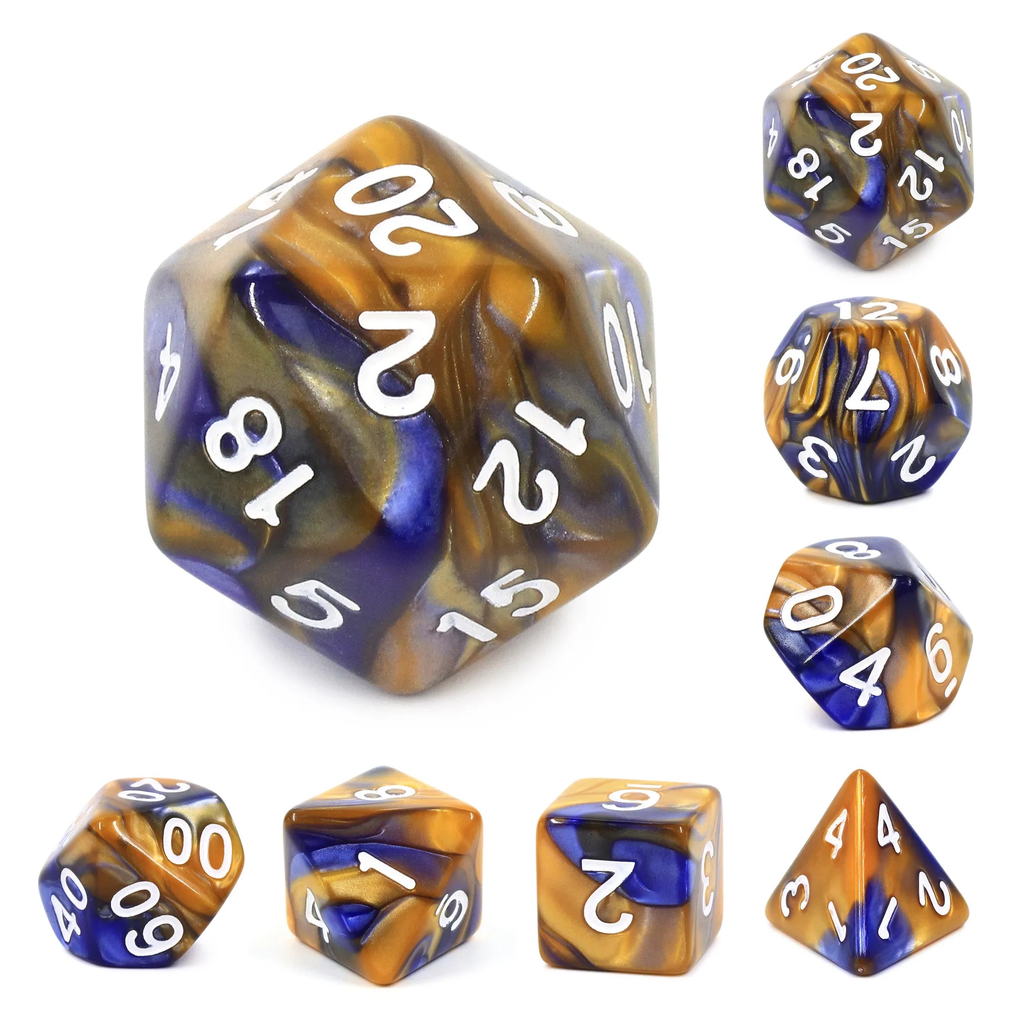 Dark Blue & Gold Blend - 7ct Dice Set