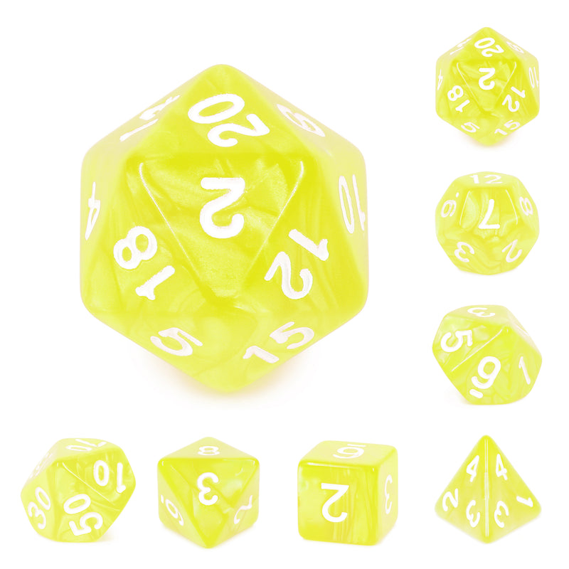 BRIGHT YELLOW PEARL DICE SET