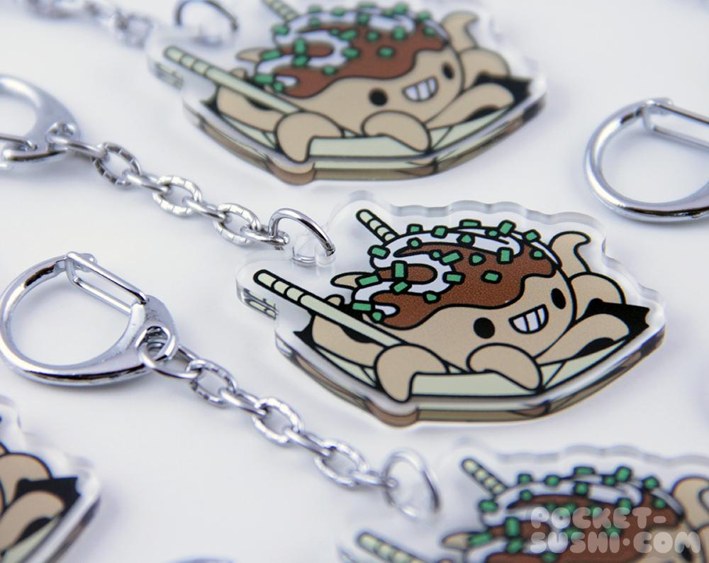 Pocket Sushi: Acrylic Keychain - Takoyaki Tako Octopus