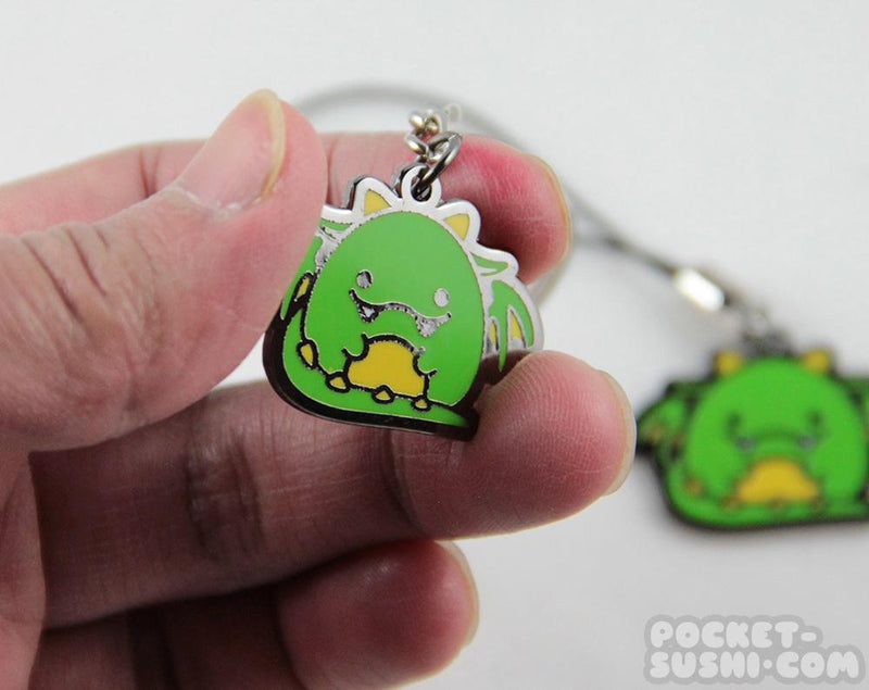 Pocket Sushi: Metal Keychain - Cute Chubby Green Dragon