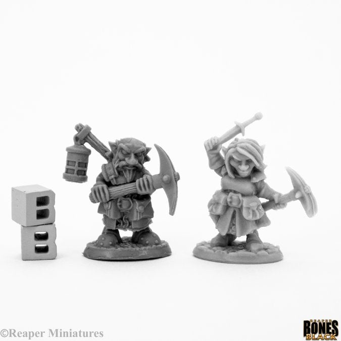 Reaper Miniatures:  Bones Black - Deep Gnome Heroes (2)