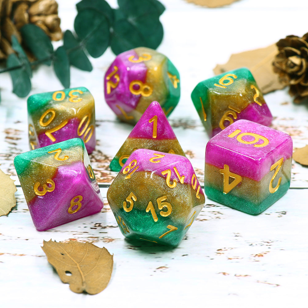Mardi Gras - 7ct Dice Set